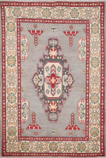Gray Geometric Kazak Oriental Rug 3x5