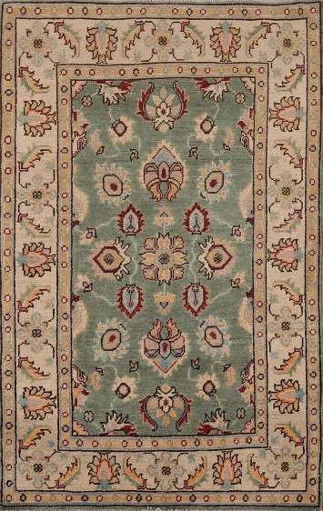 Green Handmade Oushak Oriental Rug 3x5