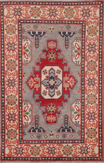 Handmade Gray Kazak Oriental Rug 3x5