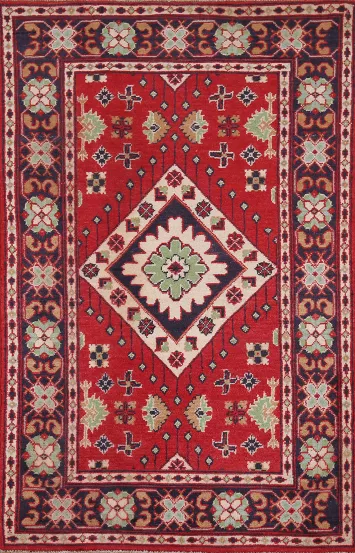 Geometric Red Kazak Oriental Rug 3x5