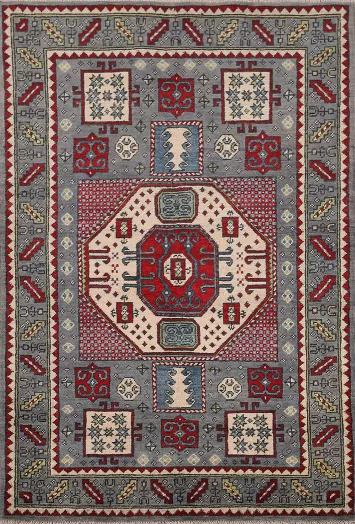 Geometric Wool Kazak Oriental Rug 3x5