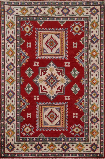 Handmade Wool Red Kazak Oriental Rug 3x5