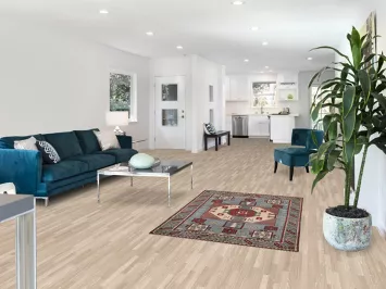 Blue Geometric Kazak Oriental Rug 4x5