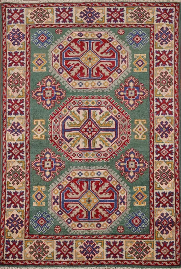 Green Kazak Handmade Accent Rug 3x5