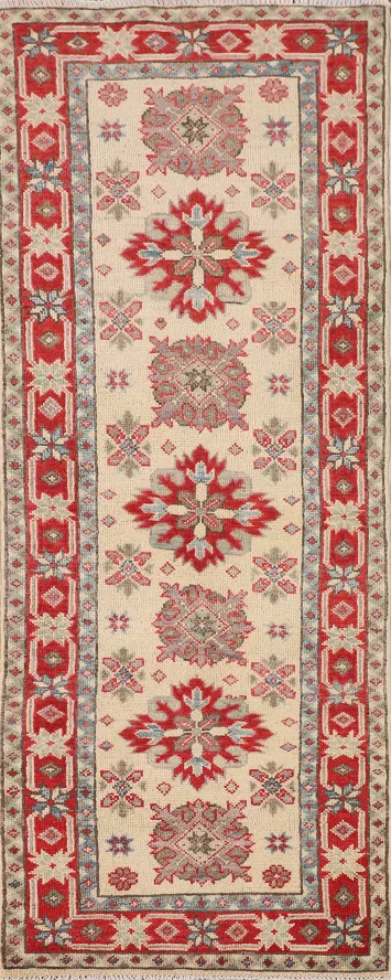 Geometric Kazak Oriental Runner Rug 2x6