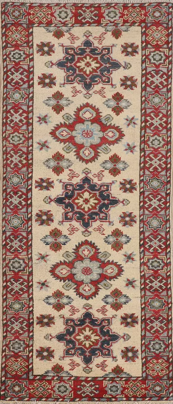Geometric Kazak Oriental Runner Rug 2x6