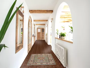 Green Geometric Kazak Accent Rug 3x4