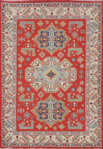 Geometric Kazak Oriental Rug 4x6