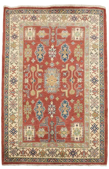Geometric Kazak Handmade Accent Rug 4x6