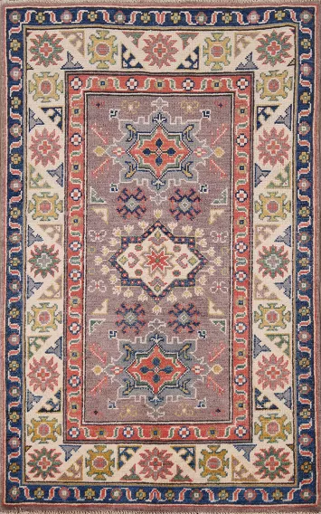 Geometric Kazak Oriental Foyer Rug 3x4