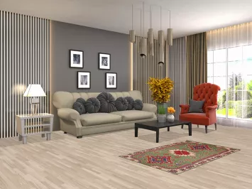 Green Geometric Kazak Wool Accent Rug 3x4