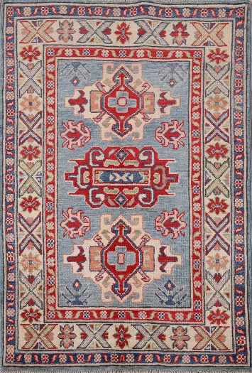 Handmade Accent Kazak Oriental Wool Rug 3x4