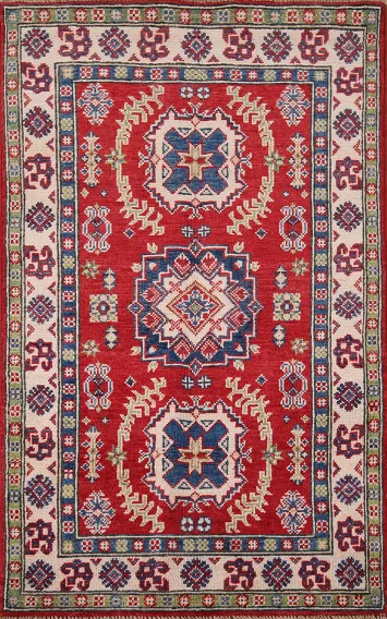 Red Handmade Kazak Oriental Foyer Rug 3x4