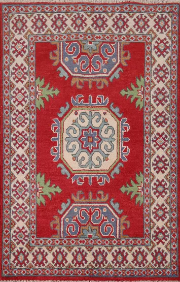 Geometric Kazak Oriental Foyer Rug 3x4