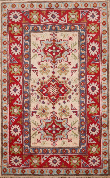 Geometric Kazak Oriental Accent Rug 3x4