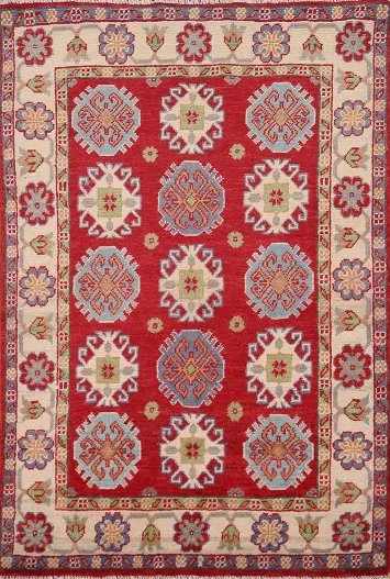Red Kazak Handmade Wool Rug 3x4