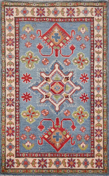 Light Blue Kazak Handmade Accent Rug 3x5