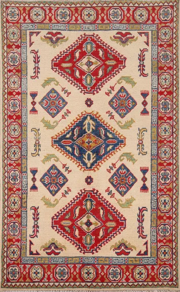 Geometric Kazak Handmade Foyer Rug 3x5