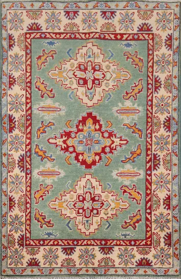 Light Green Kazak Handmade Accent Rug 3x5