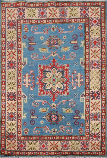 Handmade Blue Kazak Pakistan Accent Rug 3x5