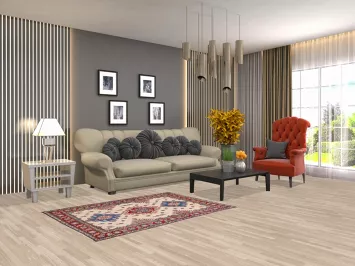 Ivory Geometric Kazak Accent Rug 3x5