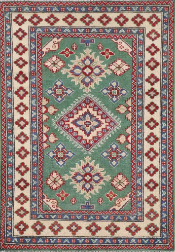 Green Geometric Kazak Accent Rug 3x5