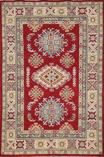 Red Geometric Kazak Oriental Foyer Rug 3x5