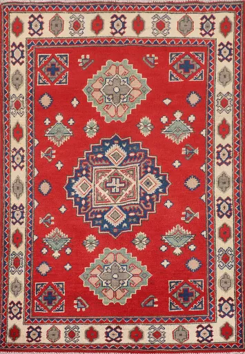 Handmade Red Wool Kazak Foyer Rug 3x5