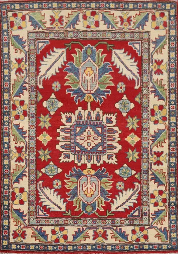 Handmade Red Kazak Wool Accent Rug 3x5