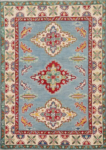 Light Blue Kazak Oriental Foyer Rug 3x5