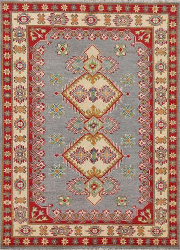 Gray Geometric Kazak Oriental Foyer Rug 3x5