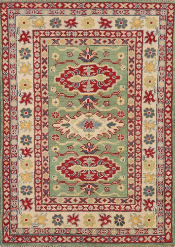 Light Green Kazak Oriental Foyer Rug 3x4