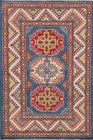 Blue Kazak Handmade Accent Rug 3x4