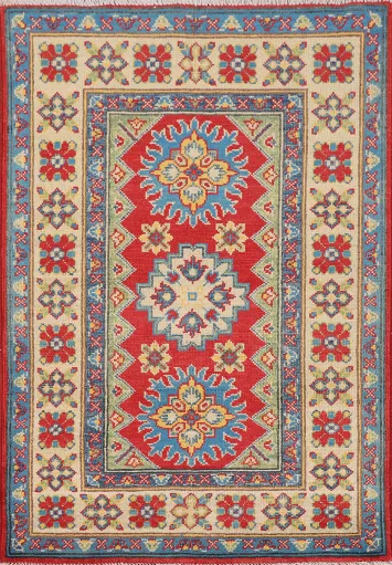 Handmade Foyer Kazak Oriental Wool Rug 3x4