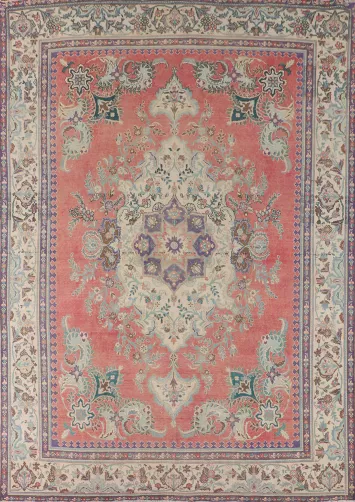 Distressed Wool Tabriz Area Rug 10x13