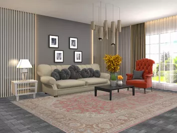 Distressed Pink Najafabad Persian Area Rug 8x12