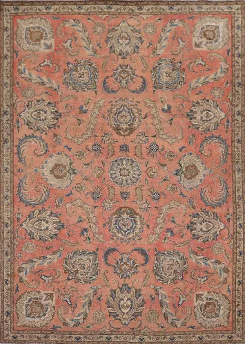 Distressed Floral Tabriz Persian Area Rug 8x11