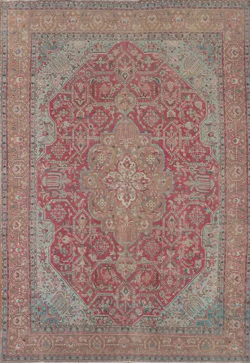 Distressed Wool Tabriz Persian Area Rug 10x13