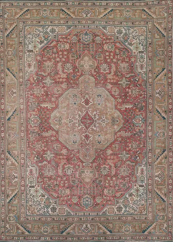 Vintage Geometric Tabriz Persian Area Rug 8x11