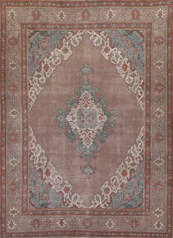 Wool Distressed Tabriz Persian Area Rug 10x13
