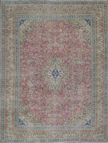 Distressed Mashad Persian Area Rug 10x13