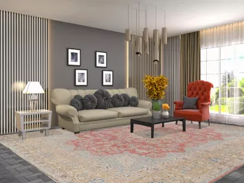 Vintage Floral Kerman Persian Area Rug 10x13