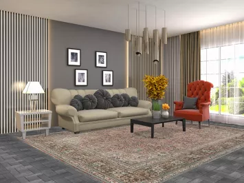 Distressed Pink Tabriz Persian Living Room Rug 8x11