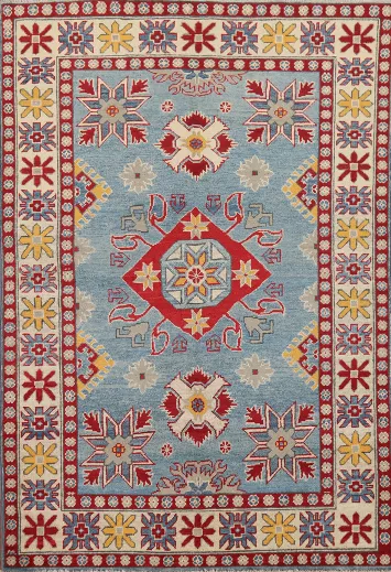 Light Blue Kazak Oriental Accent Rug 4x6