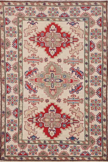 Geometric Wool Kazak Oriental Accent Rug 4x6