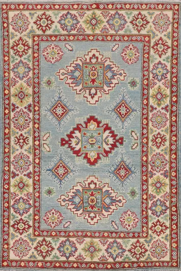 Light Blue Kazak Oriental Foyer Rug 4x6