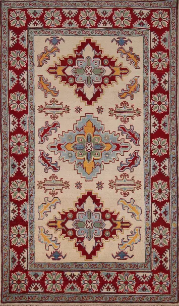 Geometric Kazak Oriental Foyer Rug 4x7