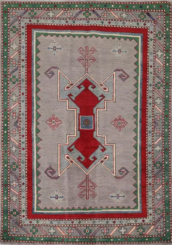 Geometric Kazak Oriental Foyer Rug 4x6