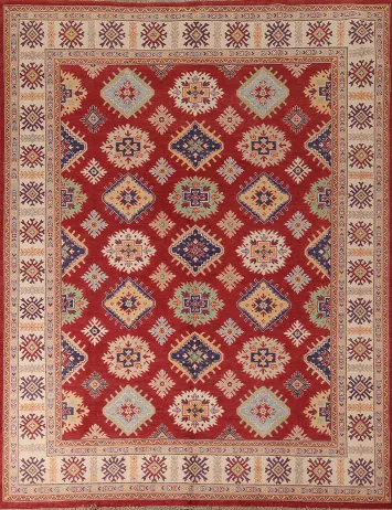 Red Geometric Kazak Living Room Area Rug 8x10