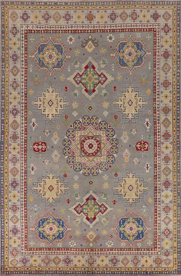Handmade Gray Kazak Living Room Area Rug 8x12